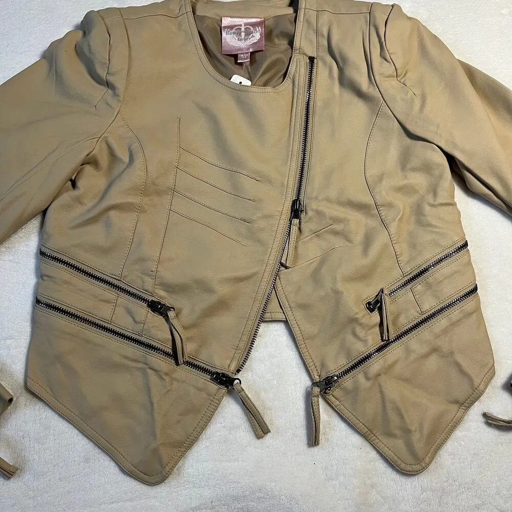 Romeo & Juliet Couture Asymmetrical Crop Moto Faux Leather Jacket Size Small NEW - Image 3