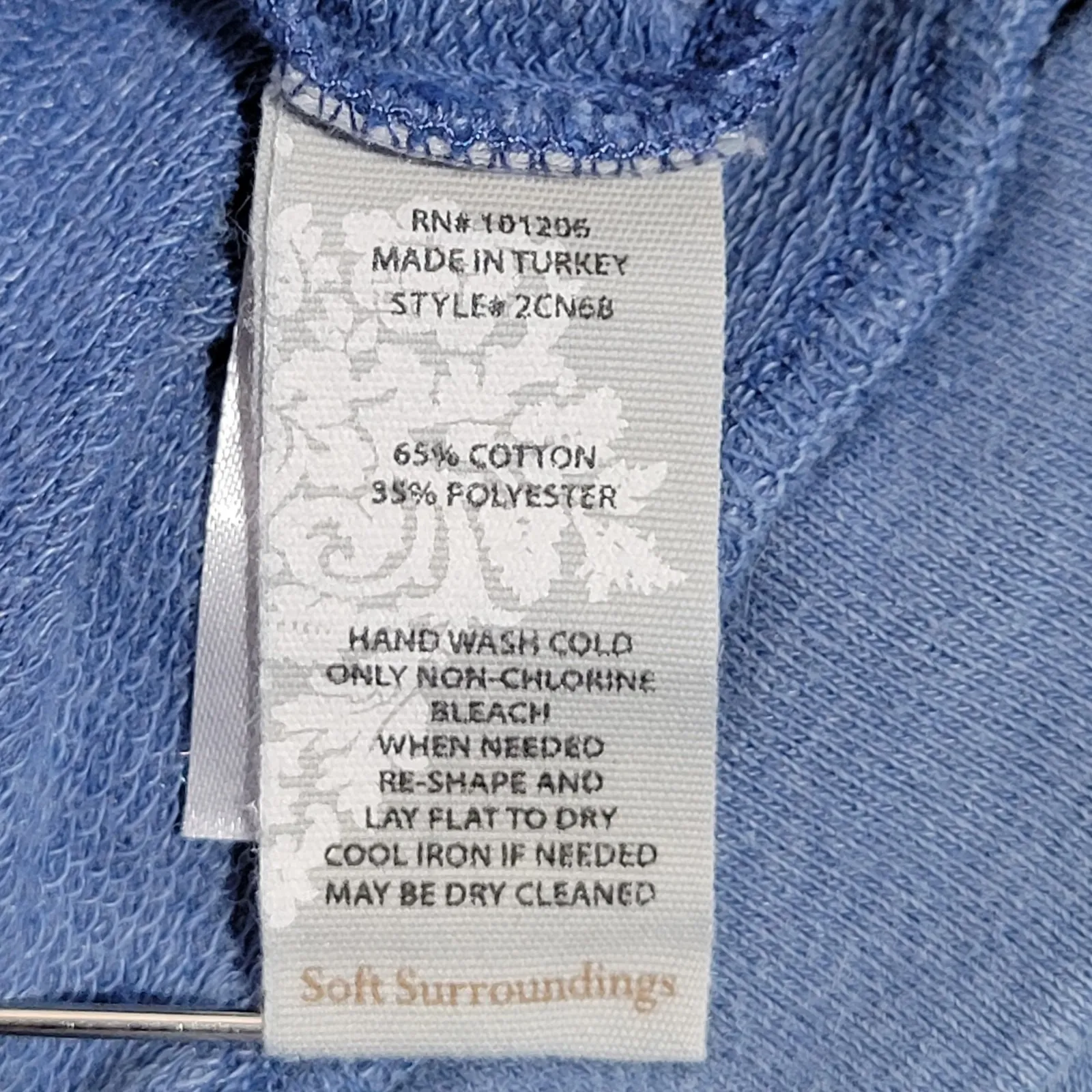 Soft Surroundings Blue Ocean On The Go Pocket Pullover Tunic Sweatshirt S - Image 8