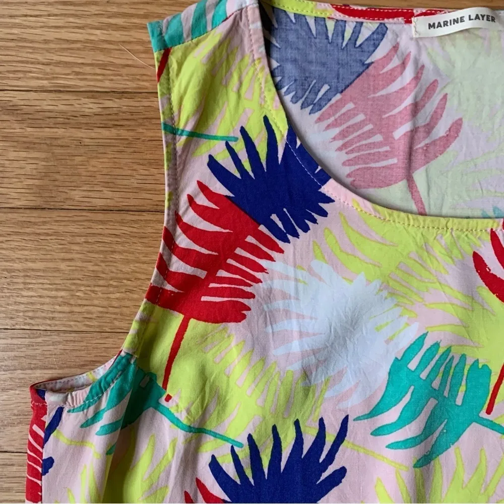 Marine Layer Palm Print Verdue Floral Shift Mini Dress Size XS - Image 8