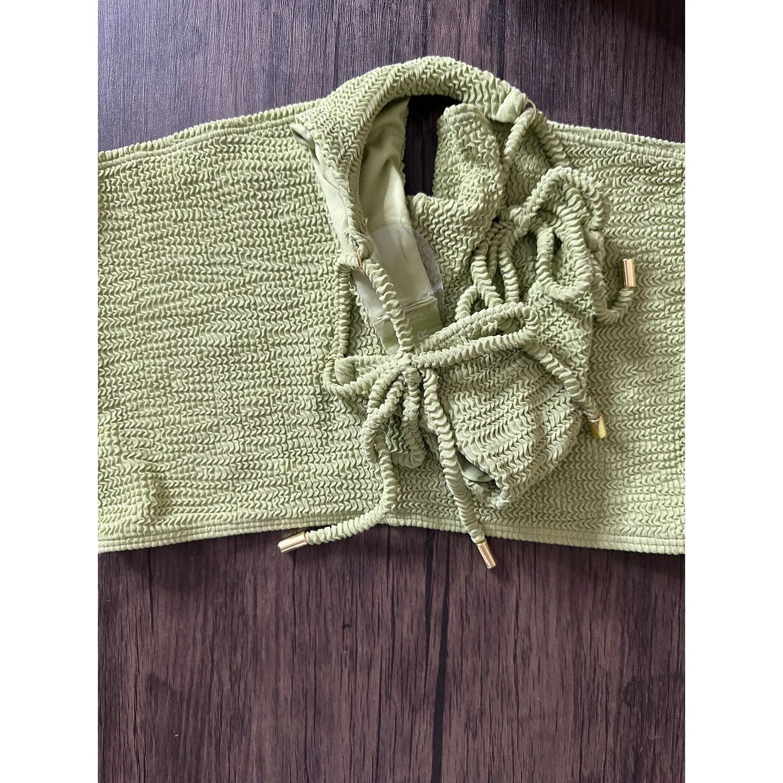 Monday Swimwear Hanalei Bottom/Cali Short Set in Avocado Crinkle P/XS NWOT Green - Image 5