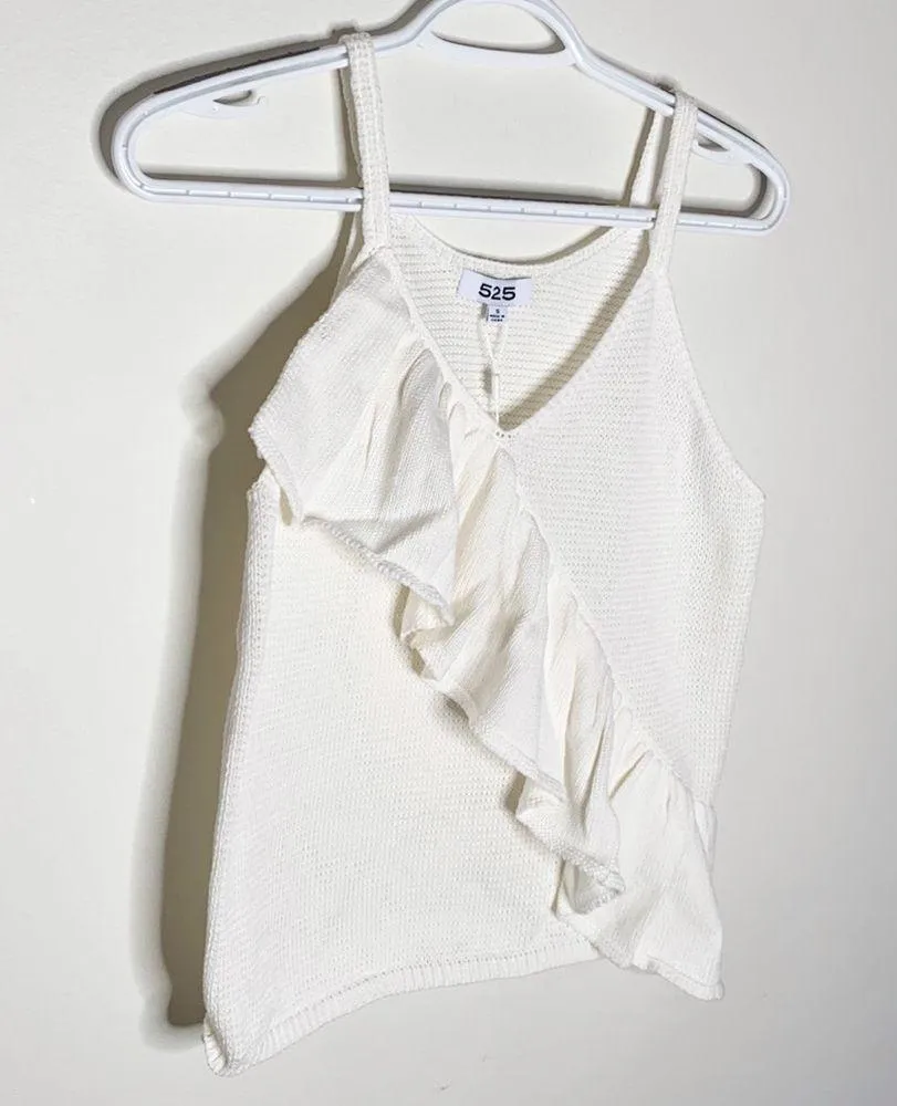 525 America cream ruffle front sweater tank sz S - Image 4