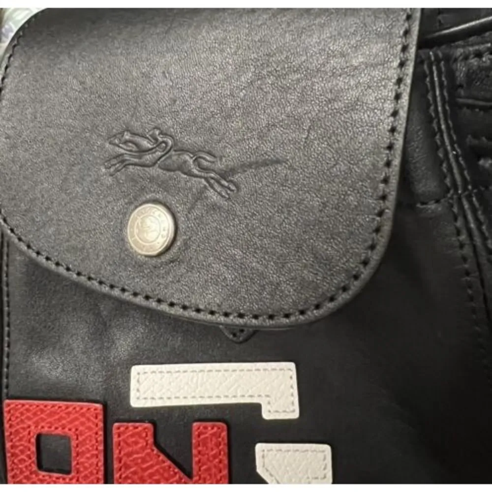 Longchamp LIMITED Black Lettering Logo Patch Leather XS Backpack New w/tag - Image 7