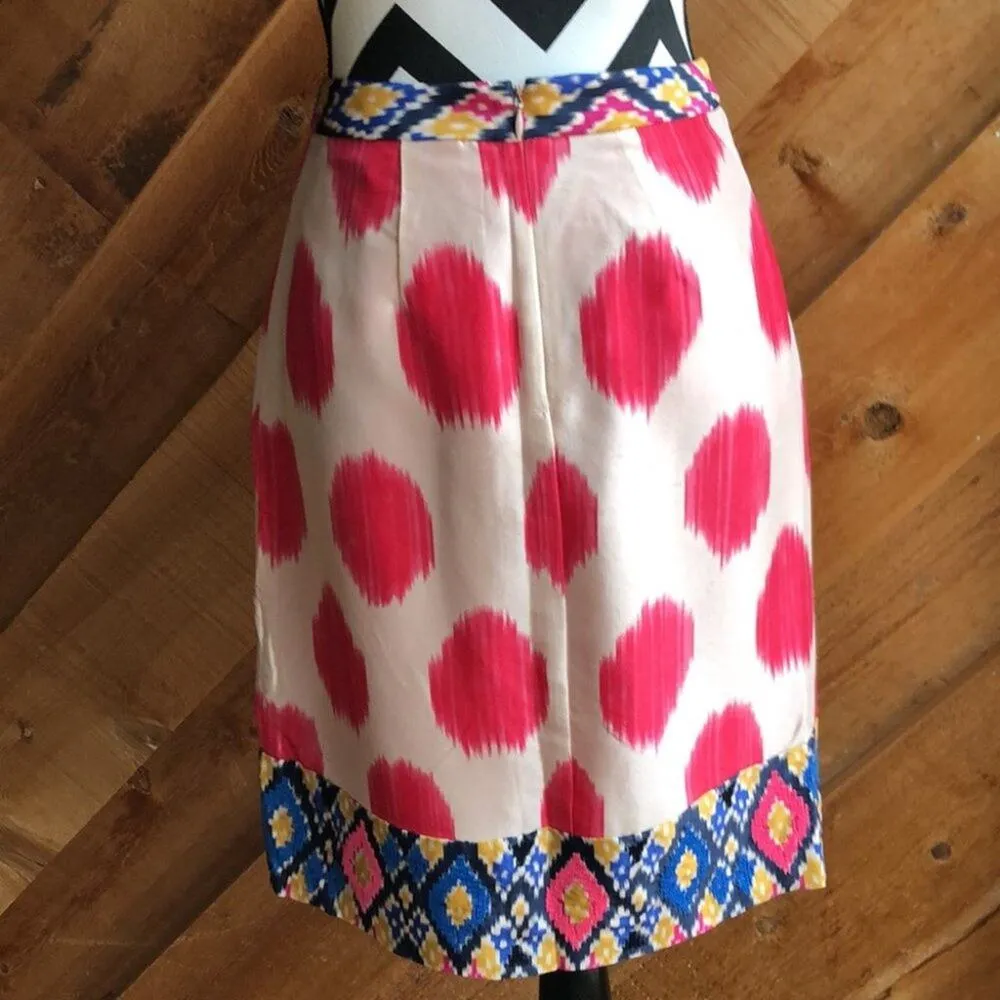 Maeve Anthropologie Pink Polka Dot Skirt Silk Size Small - Image 5