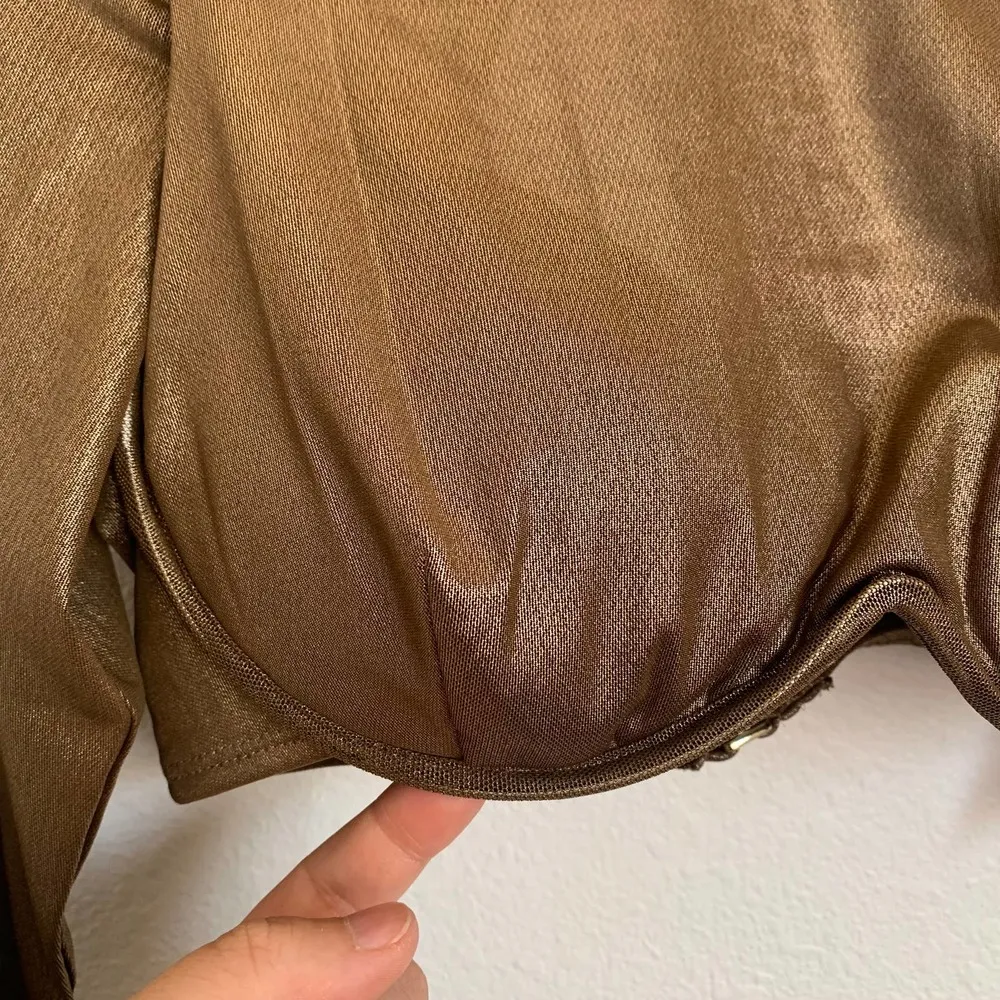 NWT Good American Mesh Underwire Crop Top in Mocha Foil - Image 4