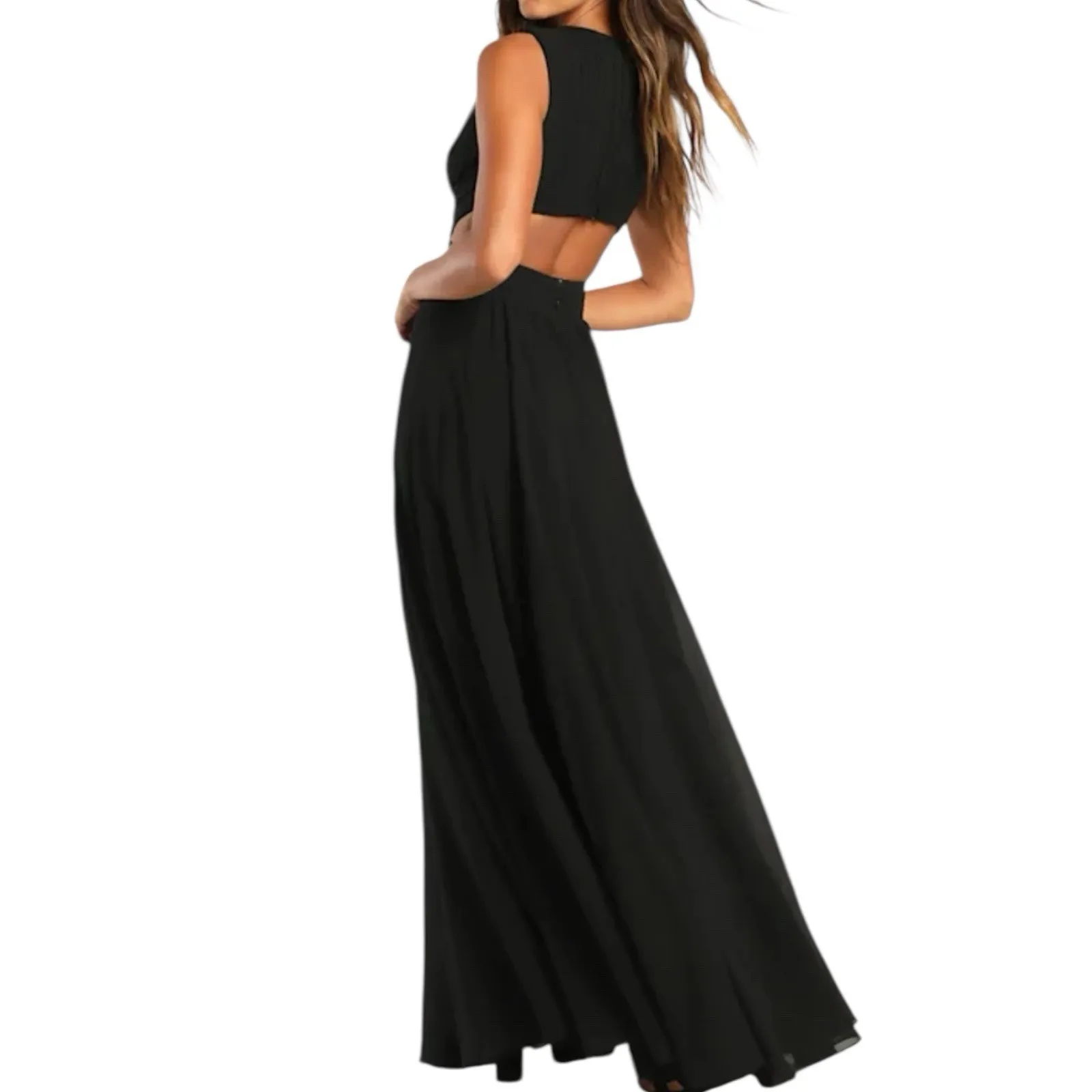 NWOT Lulus Vivid Imagination Black Cutout Maxi Dress Size Small - Image 3