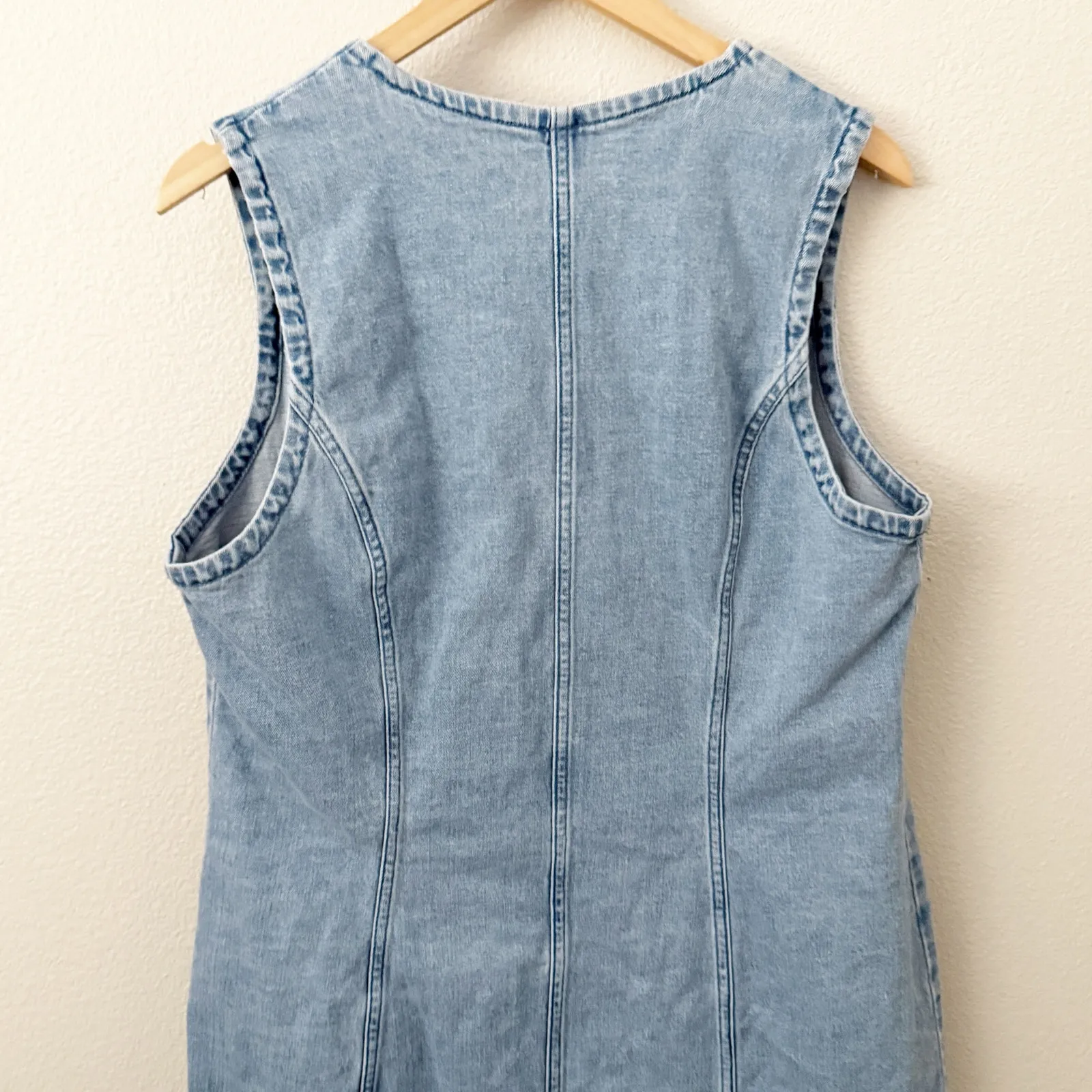 ABERCROMBIE & FITCH | Mara Denim Vest Mini Dress Button Down Jean | Size XL Tall - Image 4