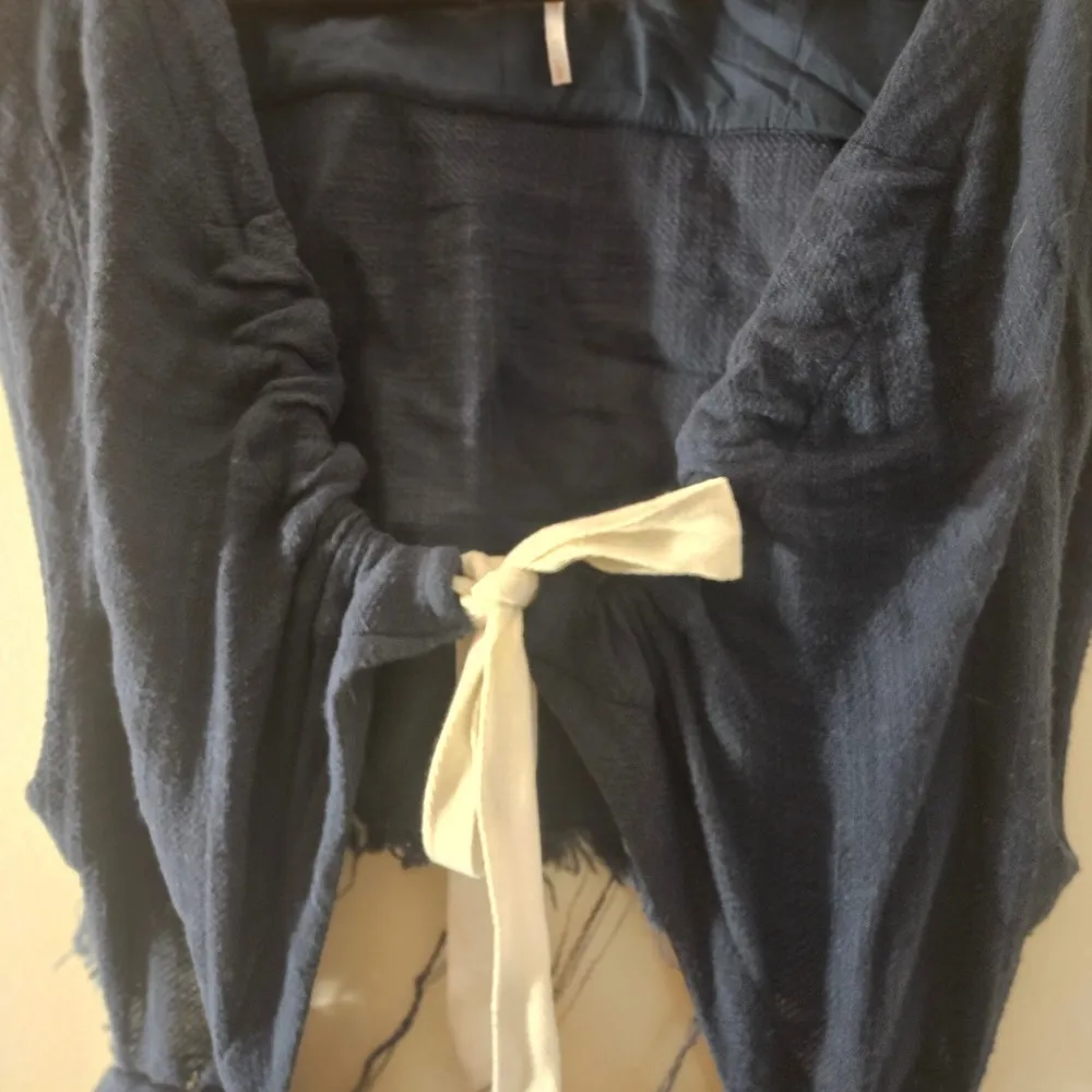 Free People Jumpsuit Cutout Tie Front Sleeveless Wide Leg Blue Size‎ L - Image 3