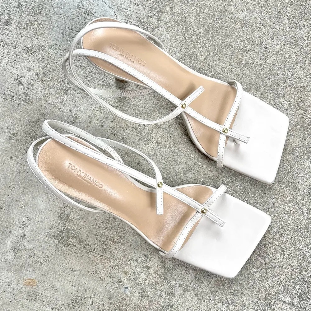 Tony Bianco Revolve Lilly Sandal Nappa in Ivory White Size 8.5 - Image 3