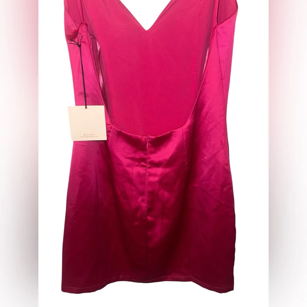 Superdown Fuchsia Satin Chemise - Image 3