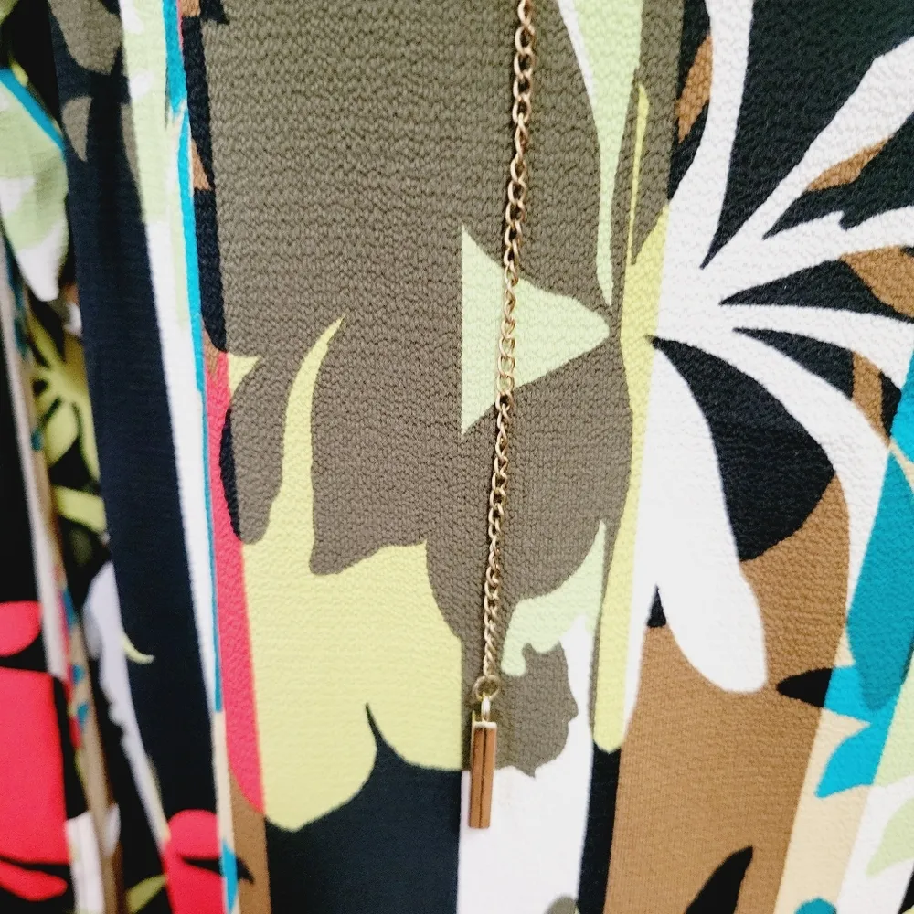 Rafaella multicolored abstract floral crepe blouse size small - Image 3