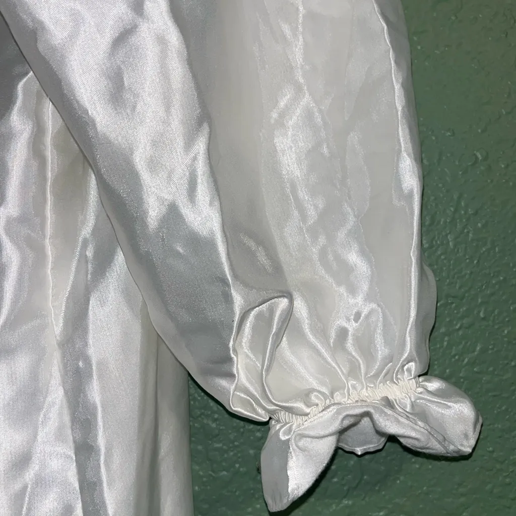 Vintage Embroidered Floral Gown Wedding Honeymoon Size XL - Image 4