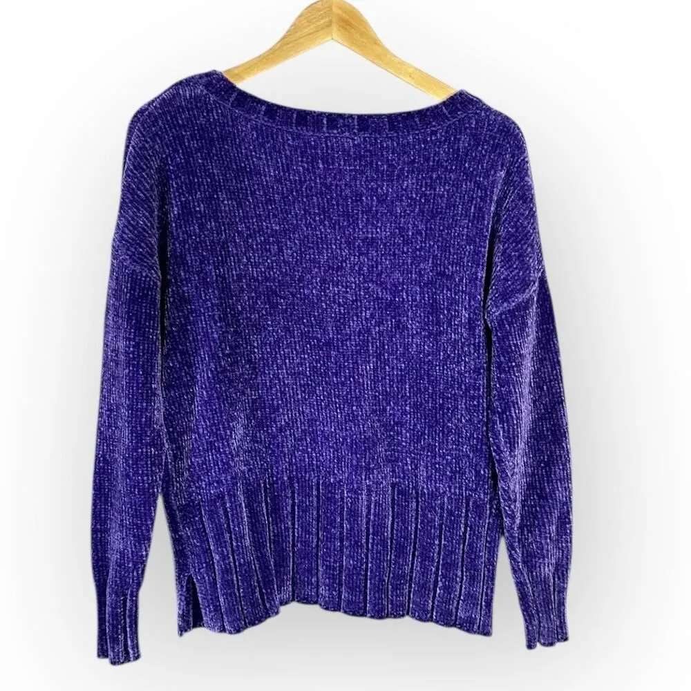 Seven7 Pullover Sweater Women's Small Purple Knit Plush Chenille Long Sleeve - Image 2