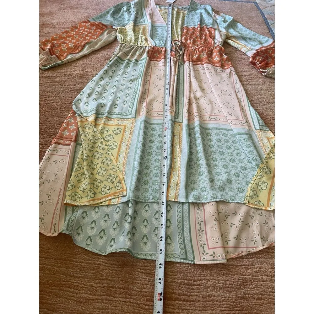 Cato boho patchwork open front kimono cover up L long sleeve new with tags - Image 5