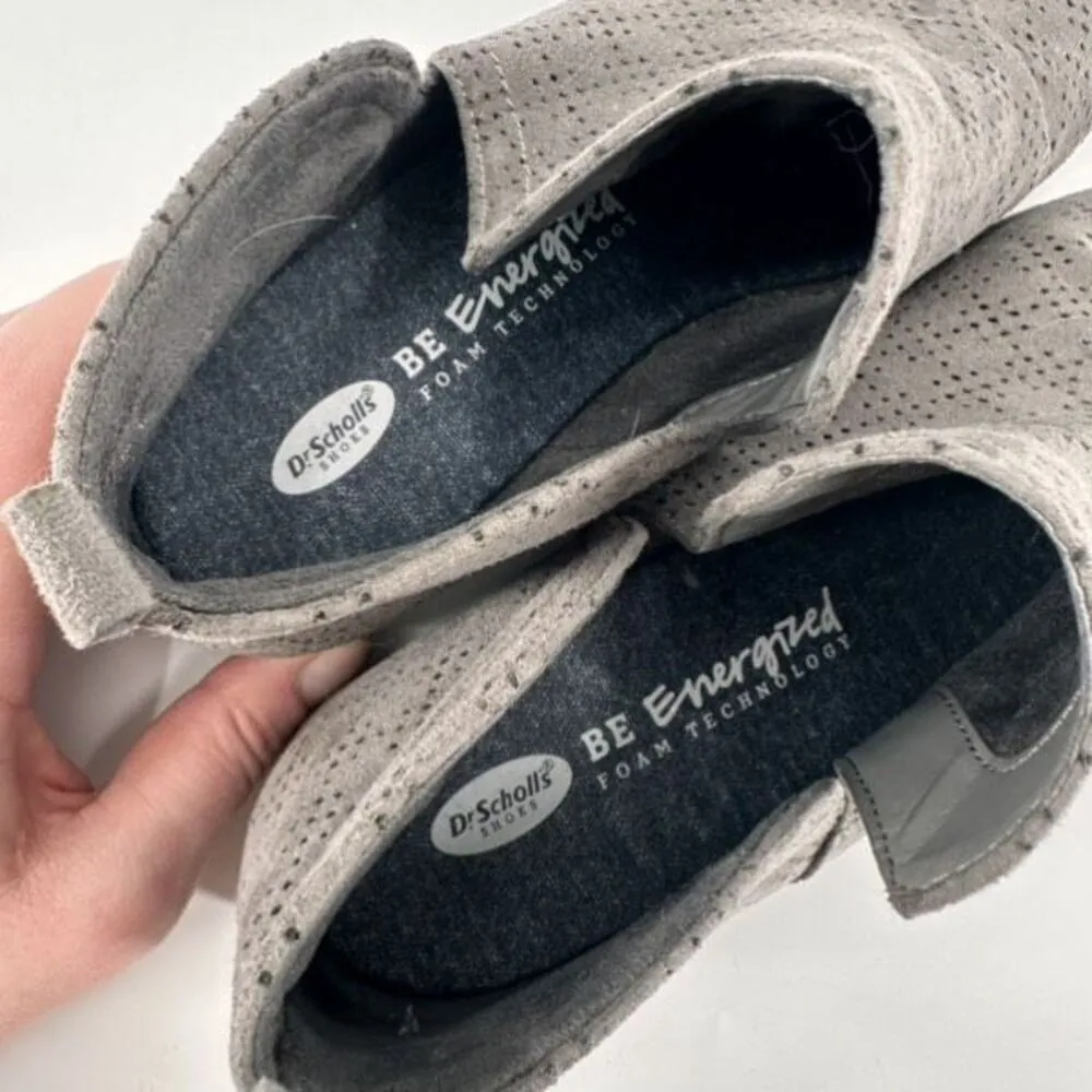 Dr. Scholl’s Gray Faux Suede Ankle‎ Boots Booties Cutout Perforated Size 8M Gray - Image 8