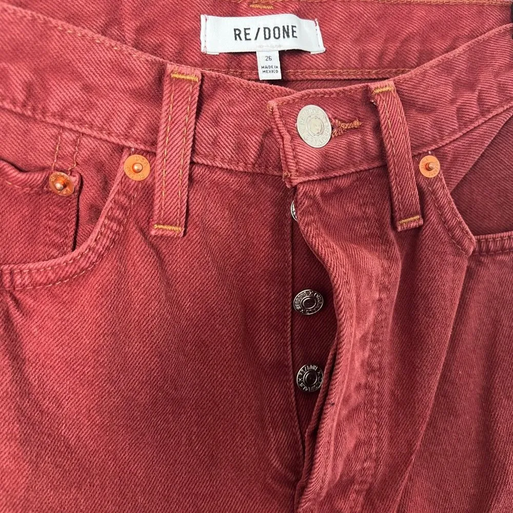 $250 NEW RE/DONE 70s STOVE PIPE JEANS IN WASHED CLAY SZ 26 - Image 5