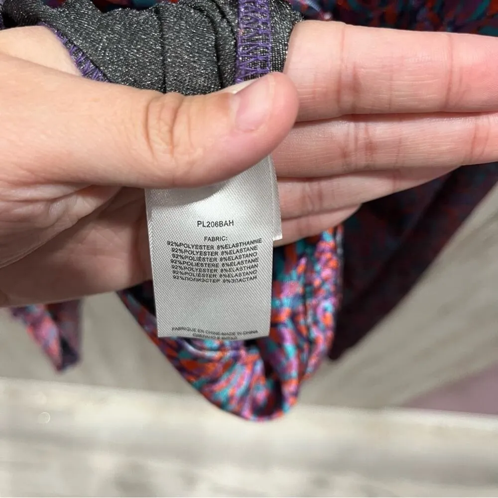 Lili Sidonio Pink Print Velvet Velour Urban Hoodie Kangaroo Pocket Purple Size M - Image 5