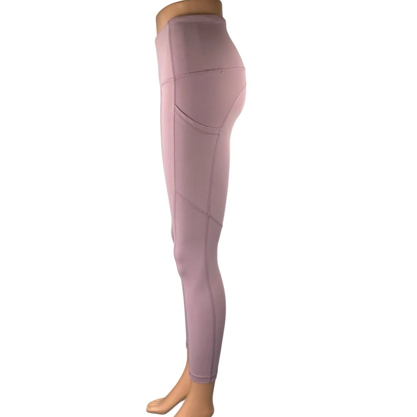 Yogalicious Lux Pink Mid Rise Pocket Yoga Workout Athletic Leggings Pants Sz XS - Image 2