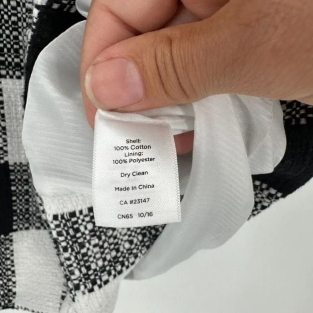 Talbots  Women's Buffalo Check Textured Lined Full Zip Jacket Black White Size 4‎ - Image 7