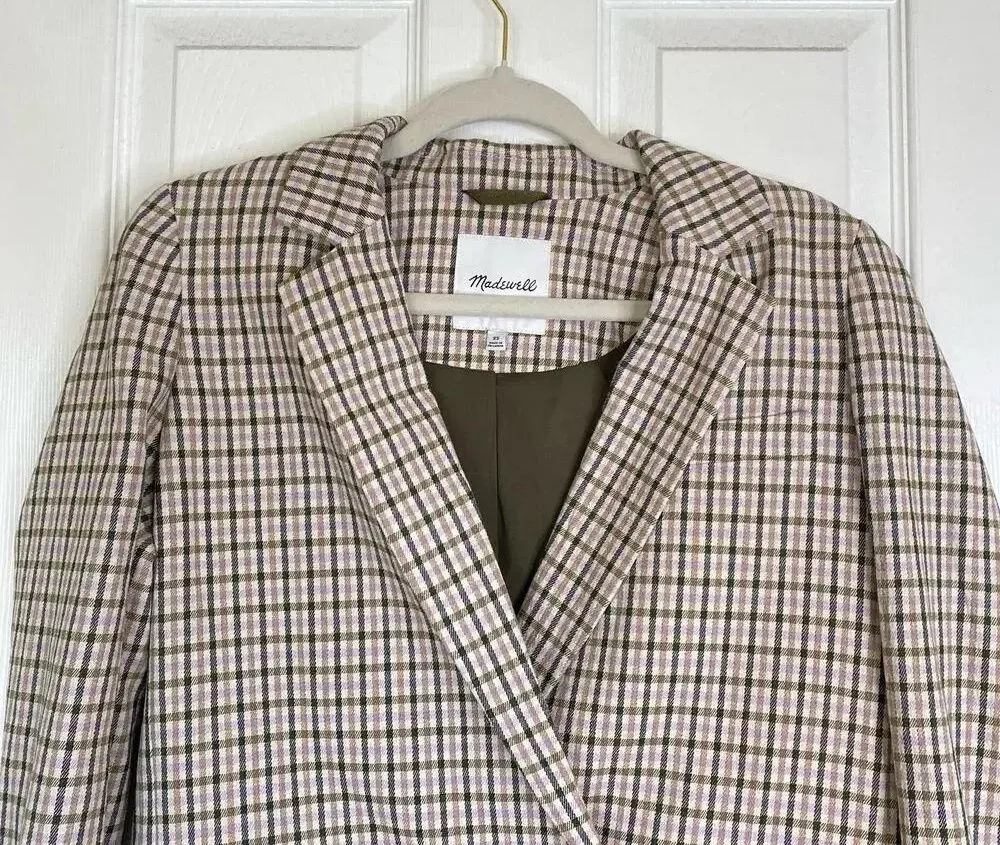 MADEWELL Dorset Blazer in Albermarle Plaid Preppy Academia Size XS Autumn Fall - Image 5