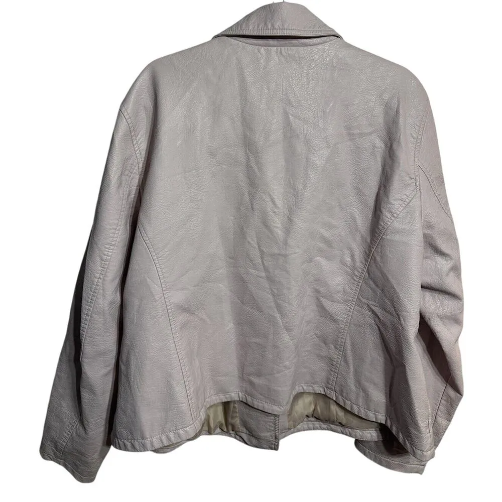 Levi's Moto Biker Jacket Vegan Leather Blush Pastel Pink Women’s XL Zip Close - Image 2