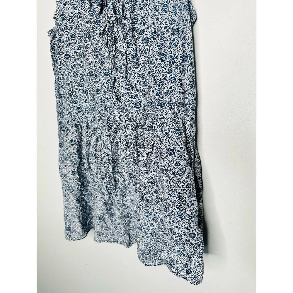 REBECCA TAYLOR Blue Printed Dainty Ties Vine Printed Light Dress Size Medium - Image 5