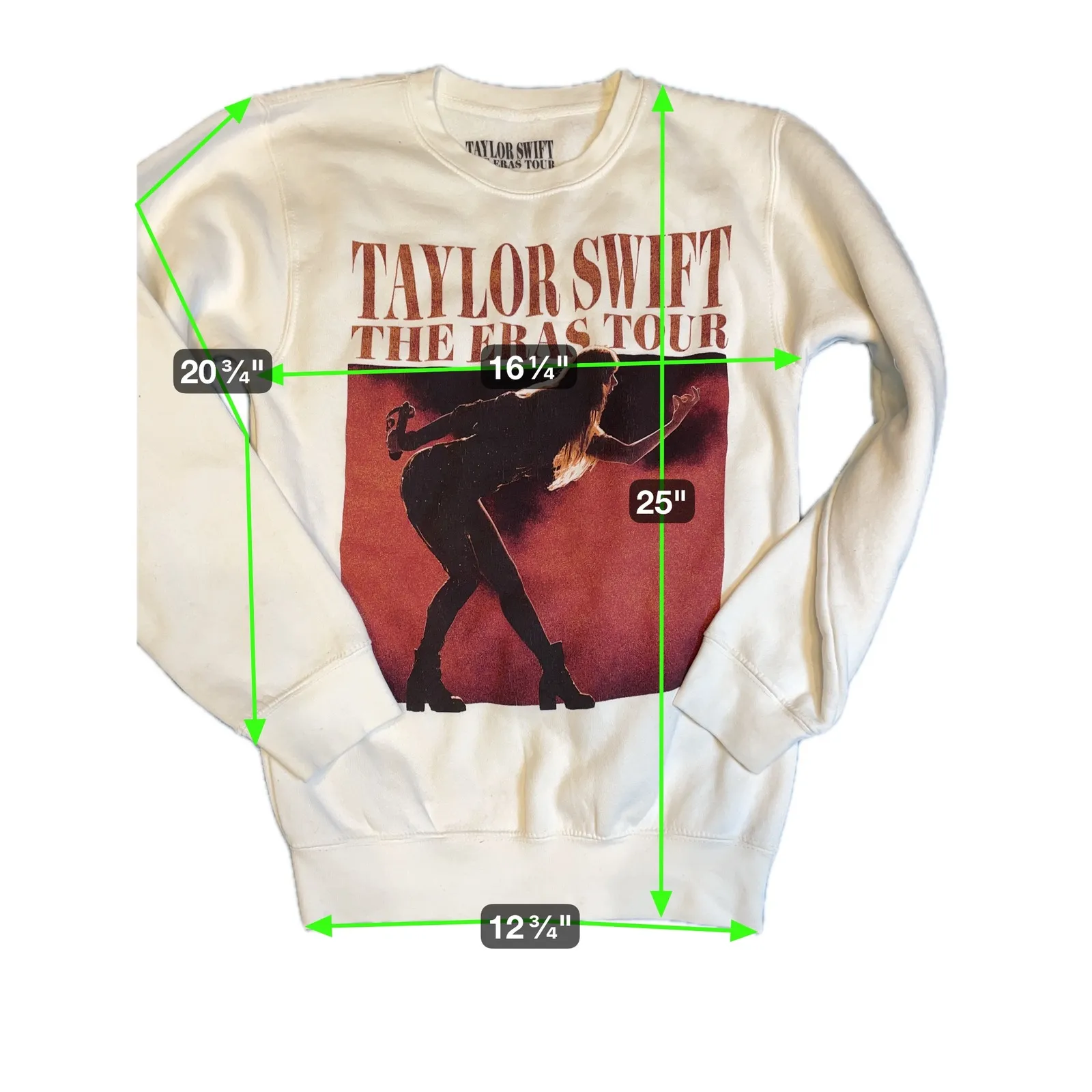 Taylor Swift The Eras Tour Sweatshirt Cream Red Graphic Print Crewneck size M White Size M - Image 3