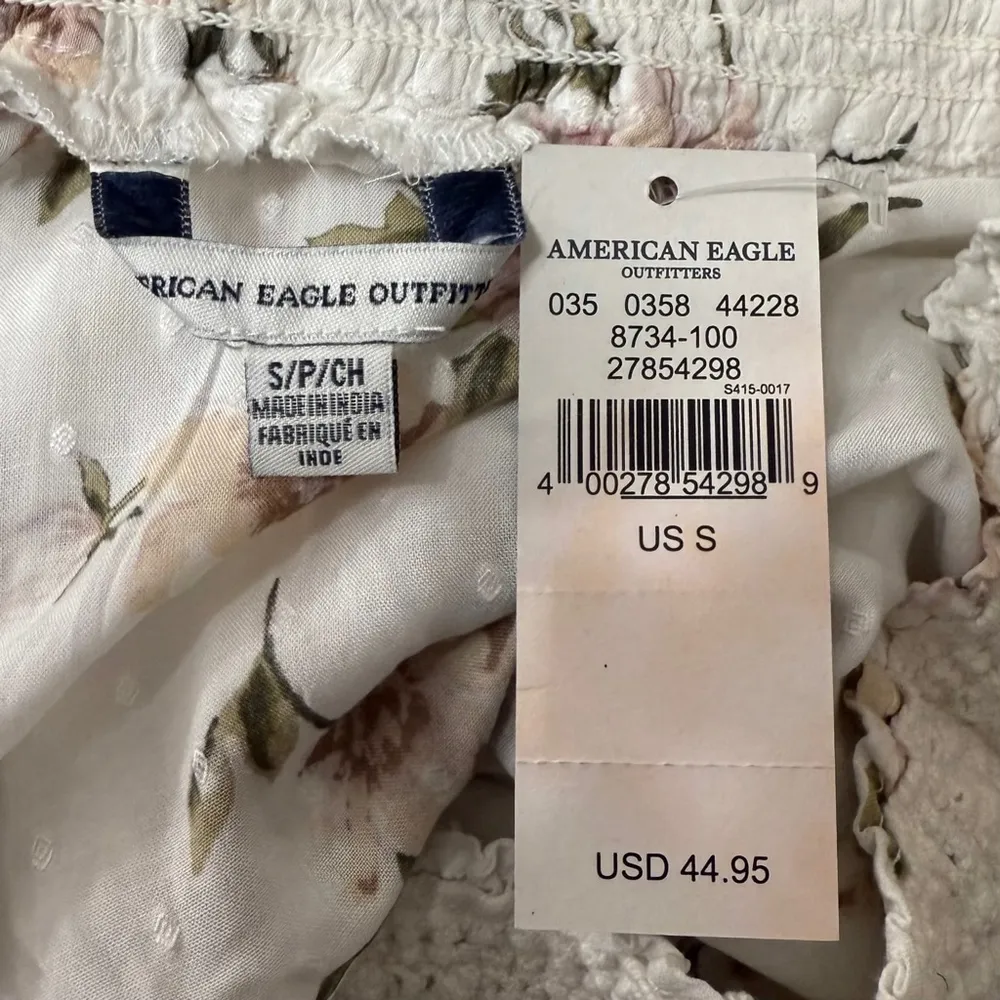 Women's American Eagle Floral Off the Shoulder Top Size S White NWT - Image 6