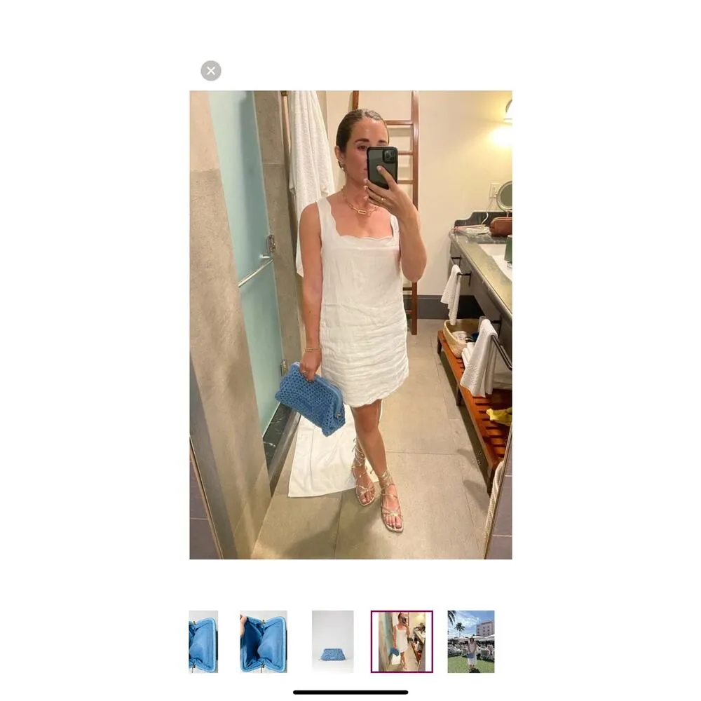 LOEFFLER RANDALL Light Blue Crochet Trudie Frame Gold Chain Clutch Purse Bag - Image 15