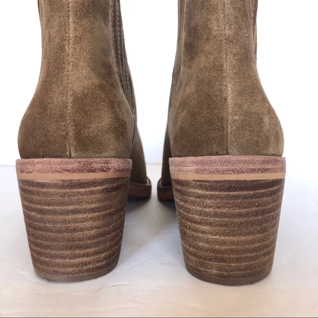 C Madewell Autumn High Chelsea Suede Brown Leather Fall Women Boots 6.5 - Image 10