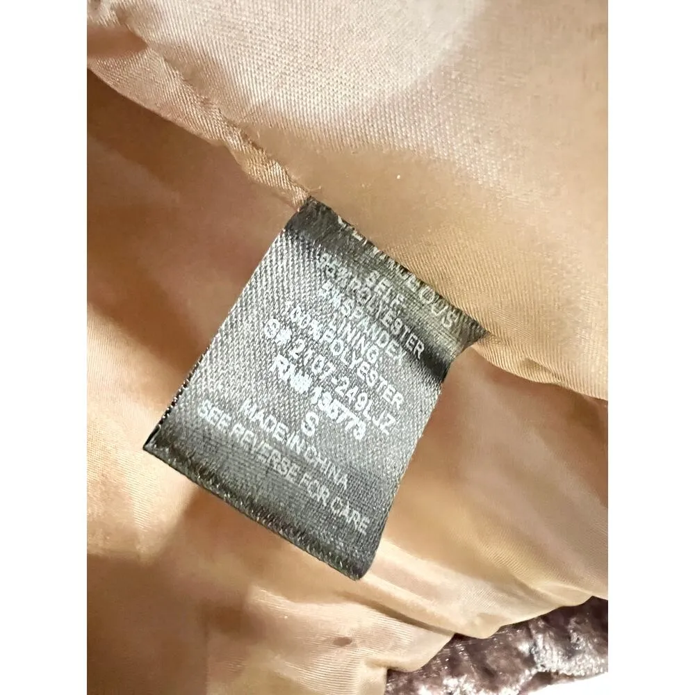 Olivaceous Velvet Crush Long Sleeve Full Zip Bomber Jacket Mocha Women's Size S - Image 6