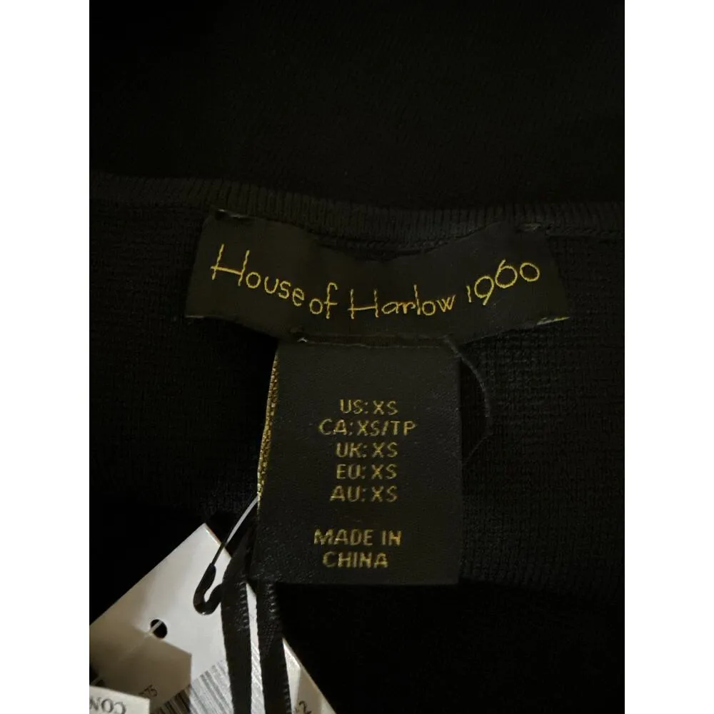 NEW House of Harlow 1960 Black Sheer Long Sleeve Mini Bodycon Sweater Dress XS - Image 4