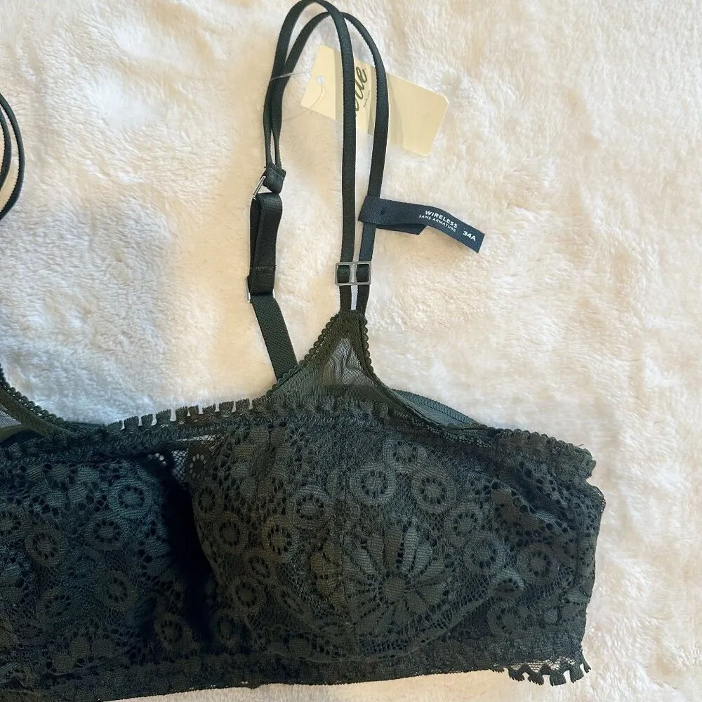 NWT Aerie Dark Green Real Power Wireless Push Up Joy Convertible Lace Bra - 34A - Image 2