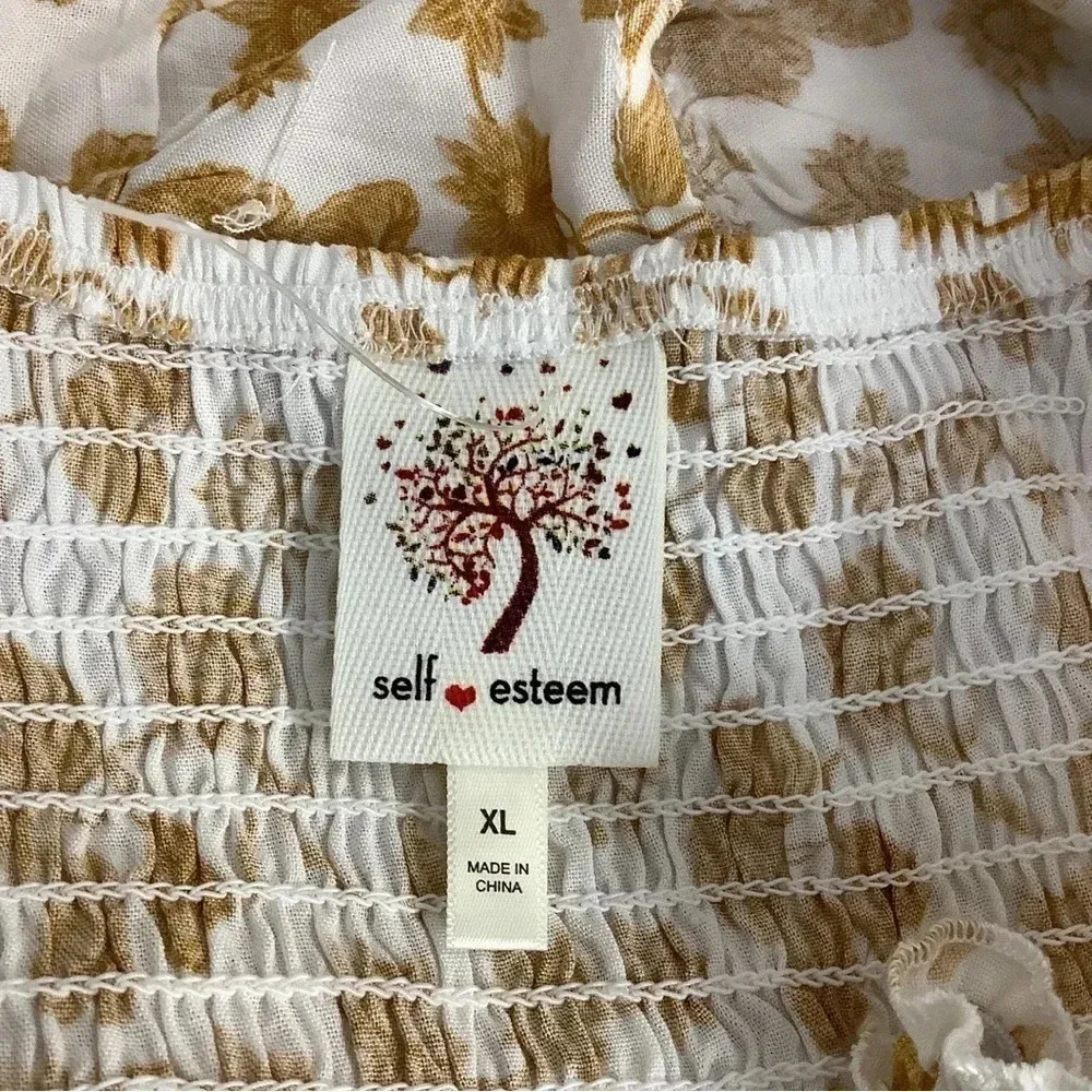 Self Esteem Size XL Flowers & Leaves Design Smocked Crop Top New With Tags - Image 5