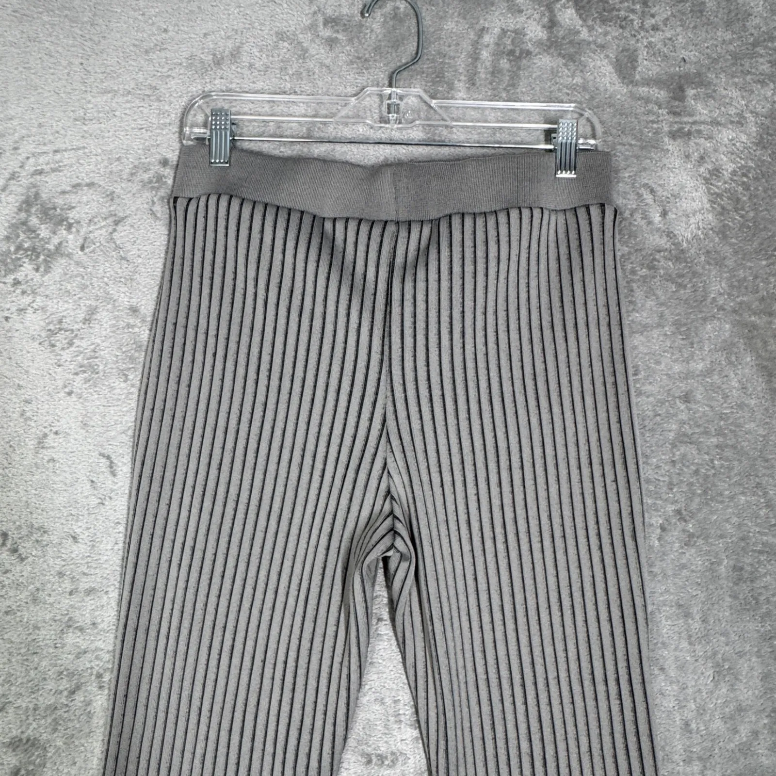 Zara Pants Womens L Gray Ribbed Knit Flare Leg Pull On Lounge Y2K Minimalist NWT - Image 5