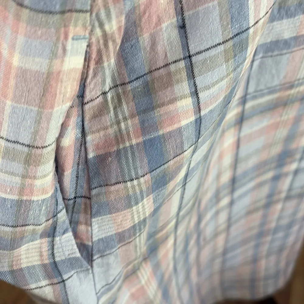 J Jill The Madras Maxi Dress 100% Linen Sleeveless Relaxed Fit Pockets Blue Sz M Size M - Image 8