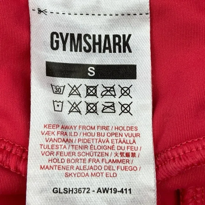 Gymshark Red Spell Out Waistband Elastic Pull On Low Rise Bike Short Size S - Image 3