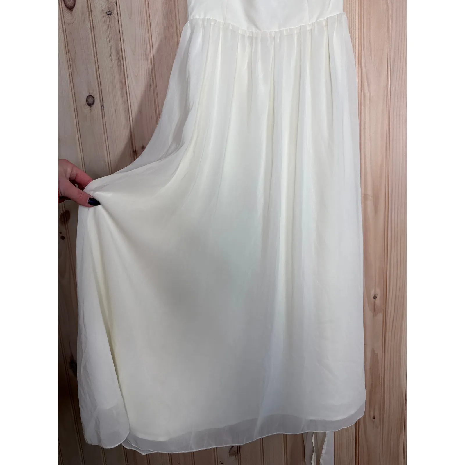 NWT Lulus Irresistibly Darling Ivory Chiffon Midi Dress and Scarf Set Gala Sz M - Image 5