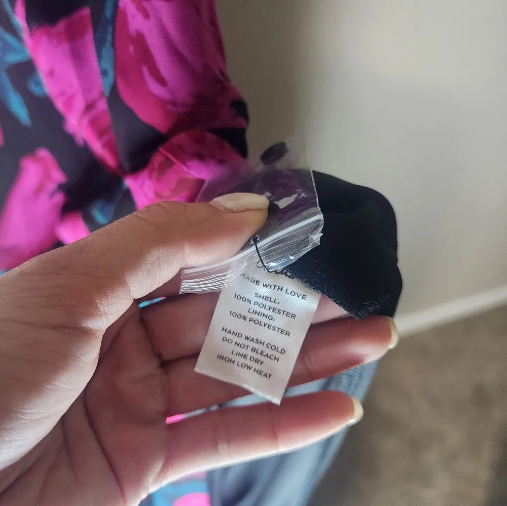 New NWT Lulu's Fiercely Flowery Black Floral Print Ruched Halter Maxi Dress Pink - Image 5