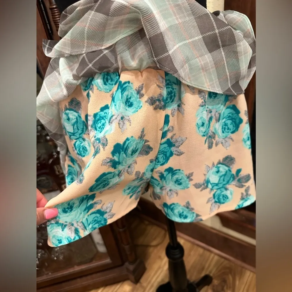 Xhilaration Girls A Line Skirt Multicolor Plaid Floral Size Medium - Image 4