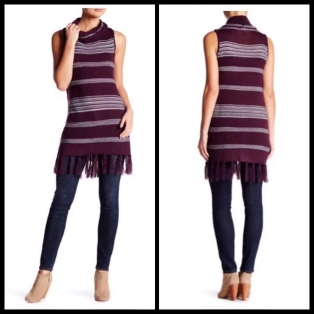 💕BB DAKOTA💕 Mercer Turtleneck Striped Fringe… - Image 3