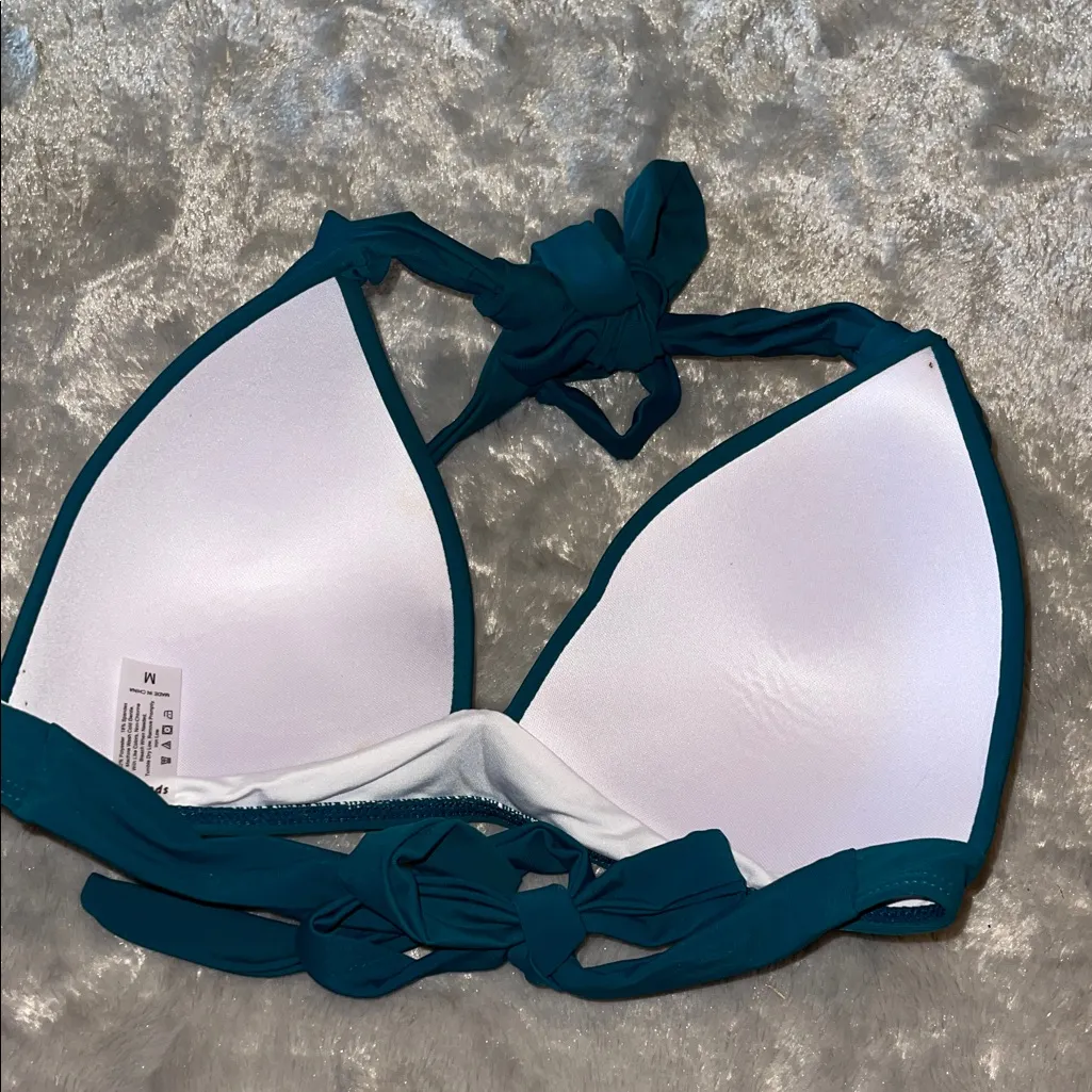 Sportlike Teal Padded Halter Bikini Top Size Medium Blue - Image 3