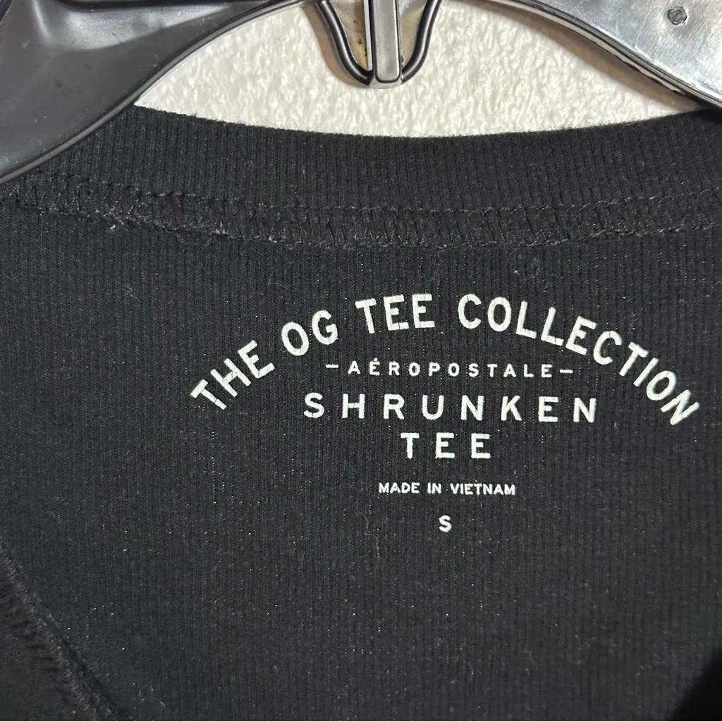 Aeropostale Women Black OG Tee Collection Shrunken Tee Long Sleeve size Small - Image 4
