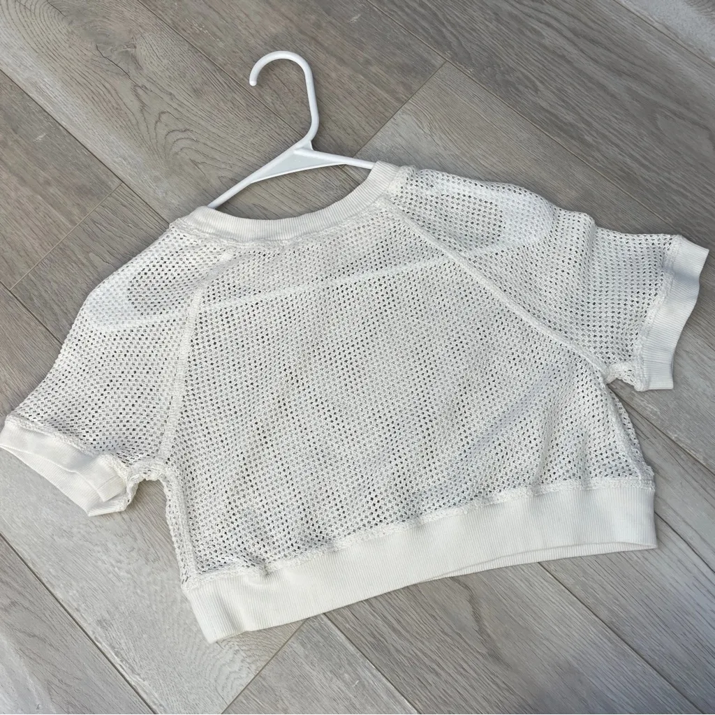 Free People Top open mesh loose knit crop womens White (small) sporty beach swim - Image 4