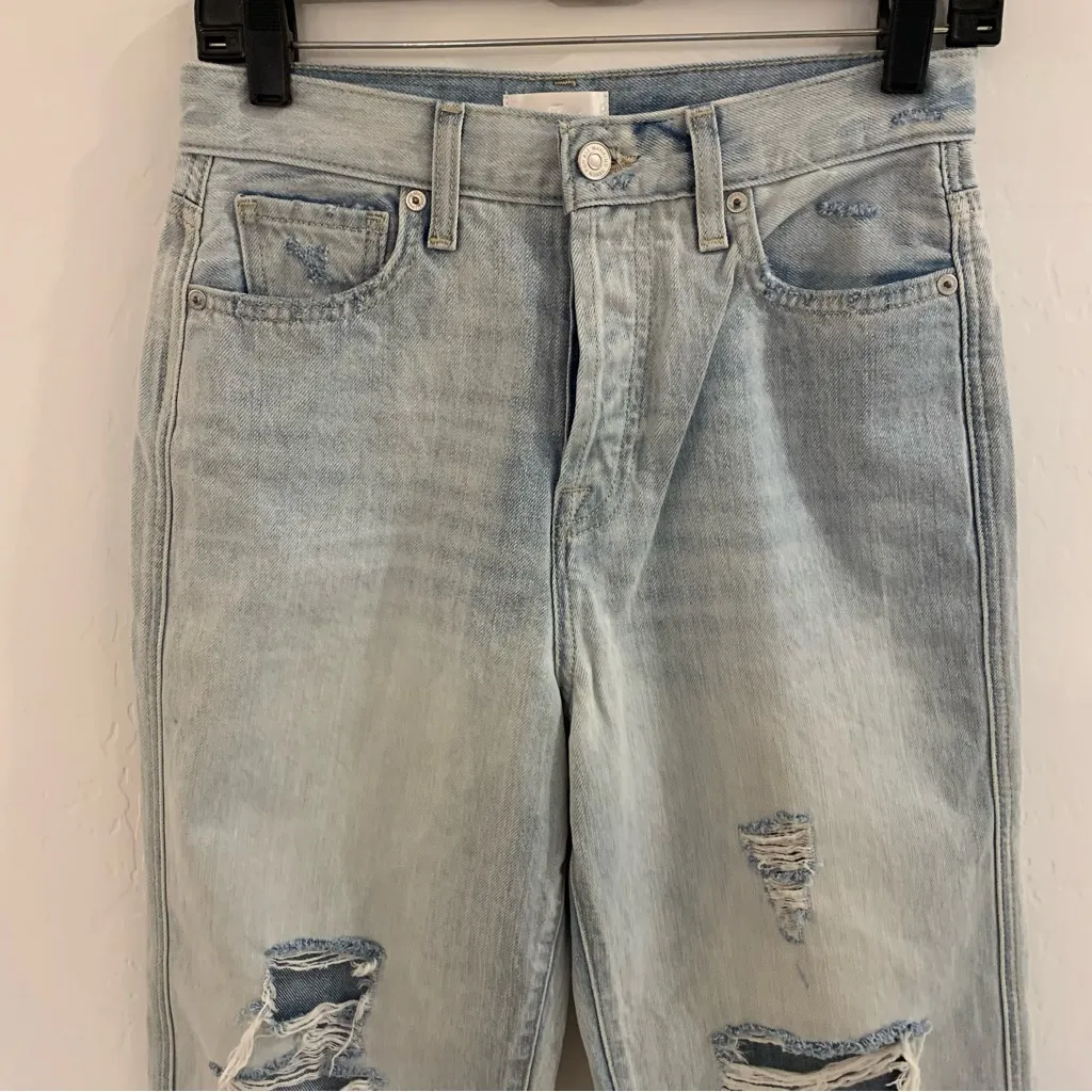 7 For All Mankind Balloon High Waist Distressed Raw Hem Jeans Size 26 - Image 6