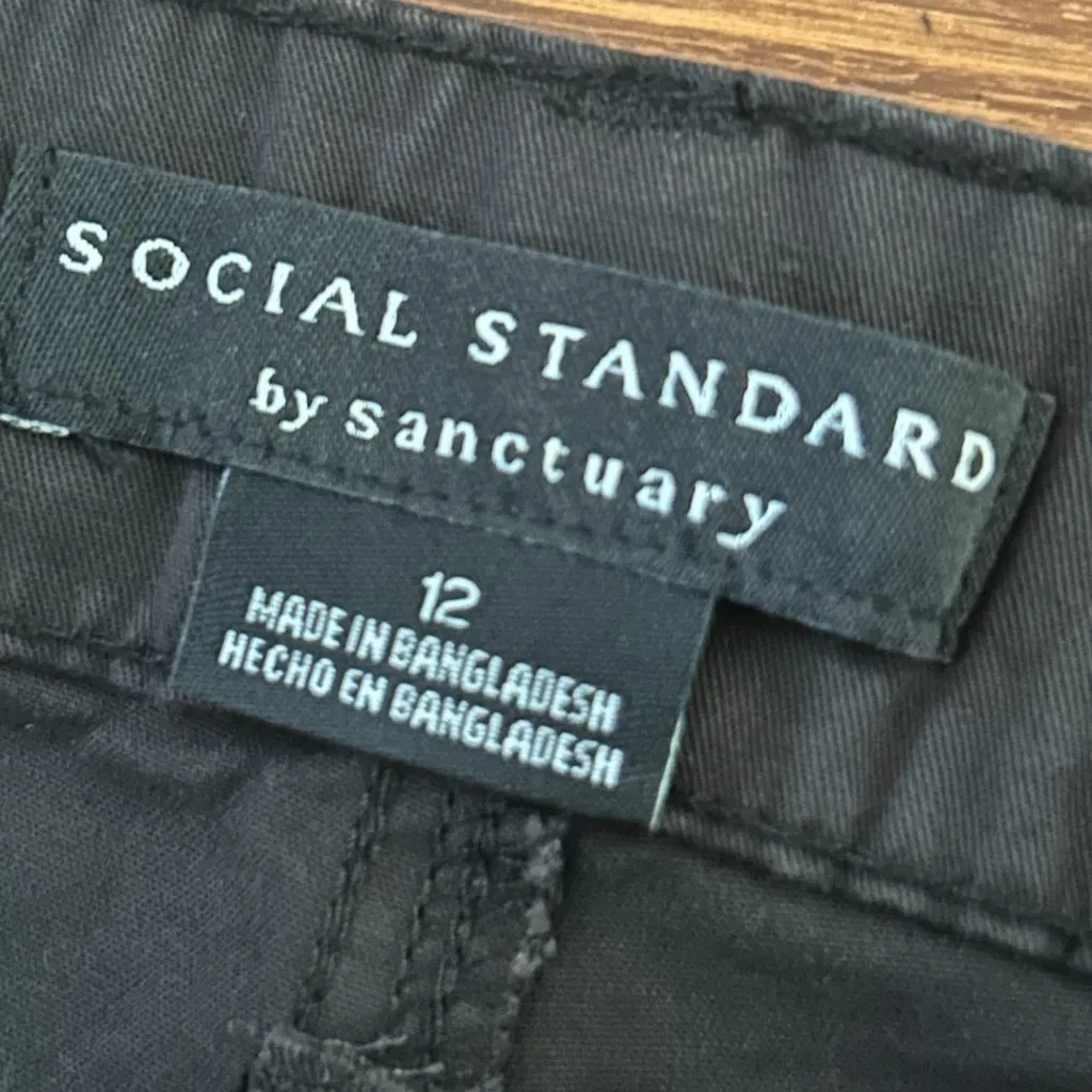 NWT Social Standard by Sanctuary Ladies Juliet Twill Crop Pant Straight Wide Leg Black Size 12 - Image 4