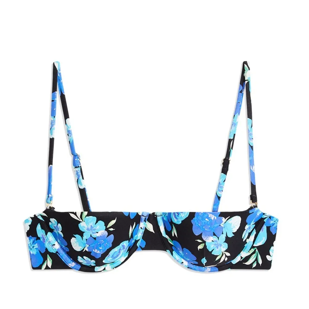 WeWoreWhat Balconette 90’s Floral Bikini Top ~ black floral ~ L ~ NEW! - Image 7