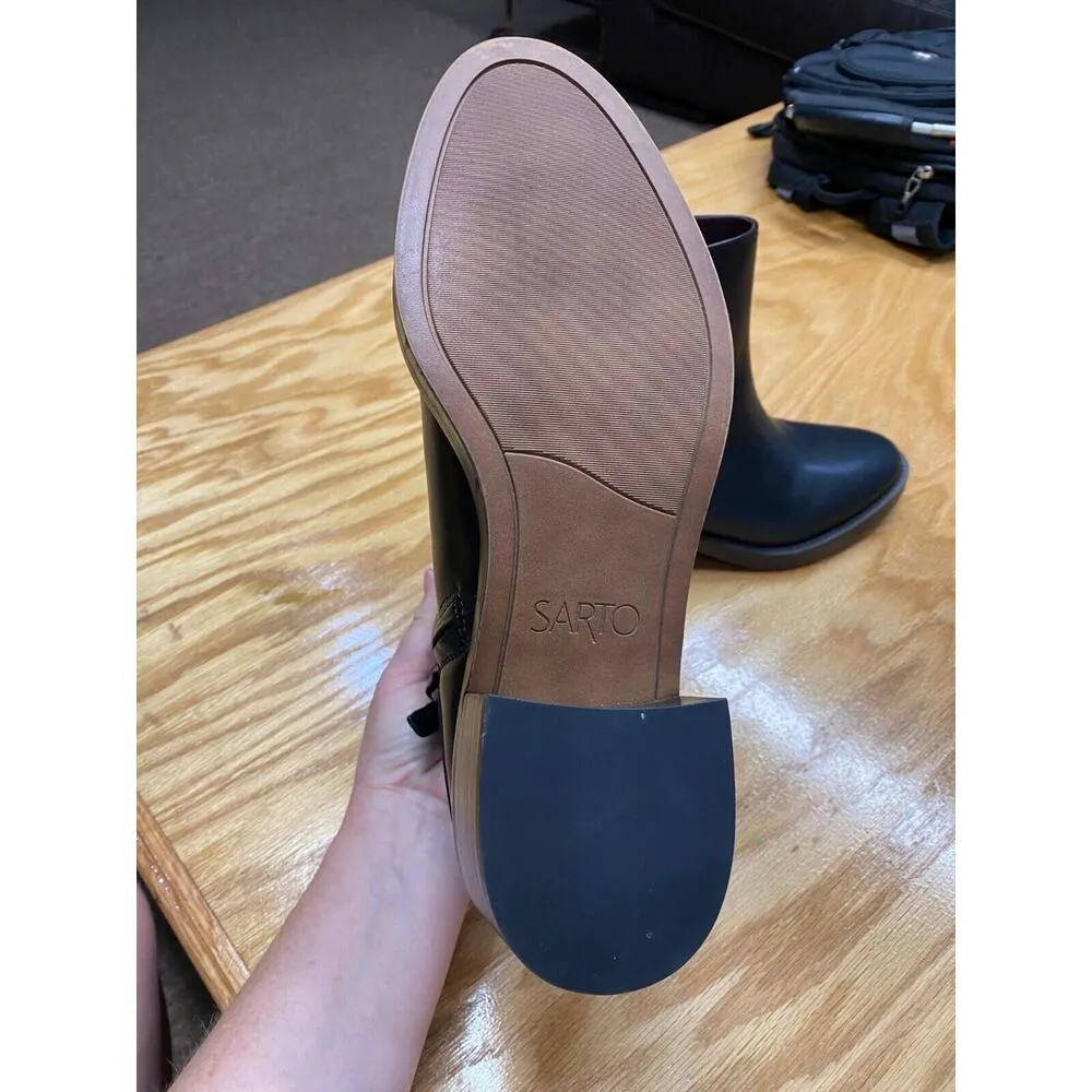 Franco Sarto Colt Women's Black Leather Zip Side Block Heel Comfort Bootie 10M - Image 5