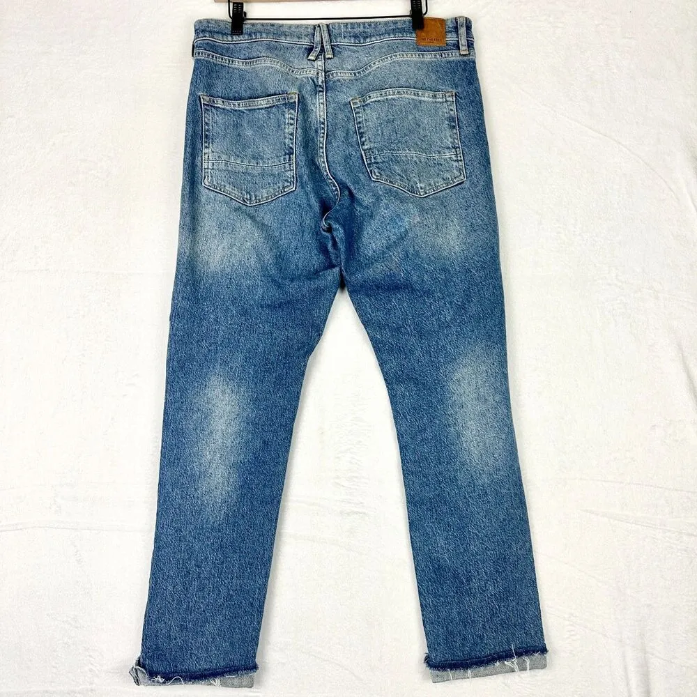 Cuffed Slim Boyfriend Jeans Size 30 Medium Wash High Rise - Image 4