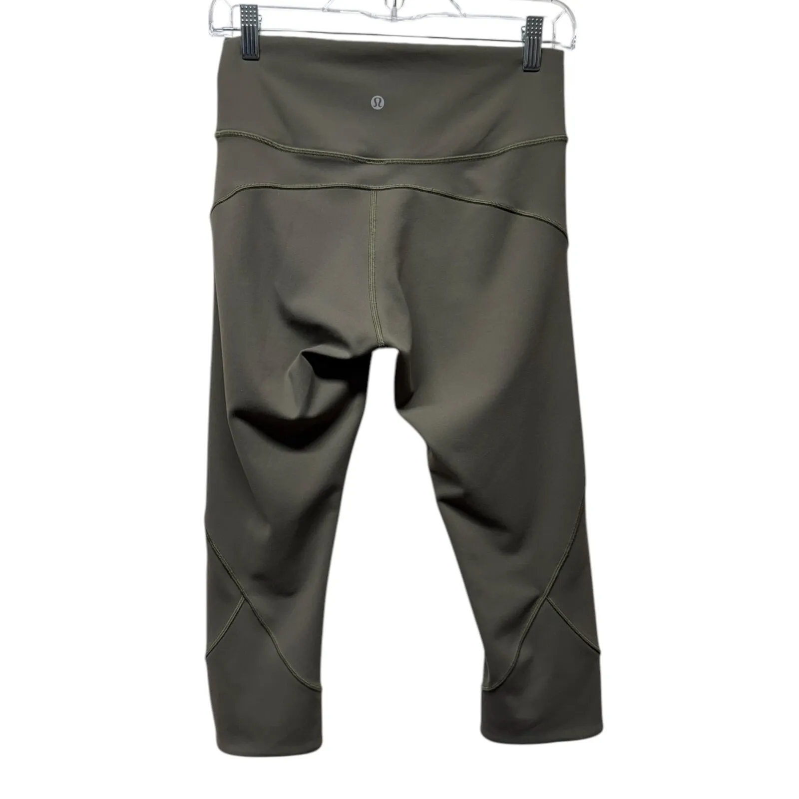Lululemon Pants Womens 8 Olive Green In Movement Crop Leggings‎ Everlux Yoga Gym - Image 2