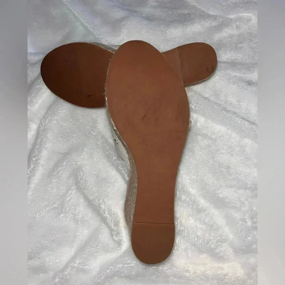 Kate Spade New York Tia Espadrille Wedge Leather Sandals White 9 - Image 5